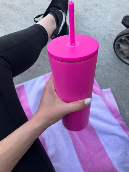Simple modern / tumbler / water cup / iced coffee / pink / neon pink / bright pink / summer 

#LTKtravel #LTKGiftGuide #LTKunder50