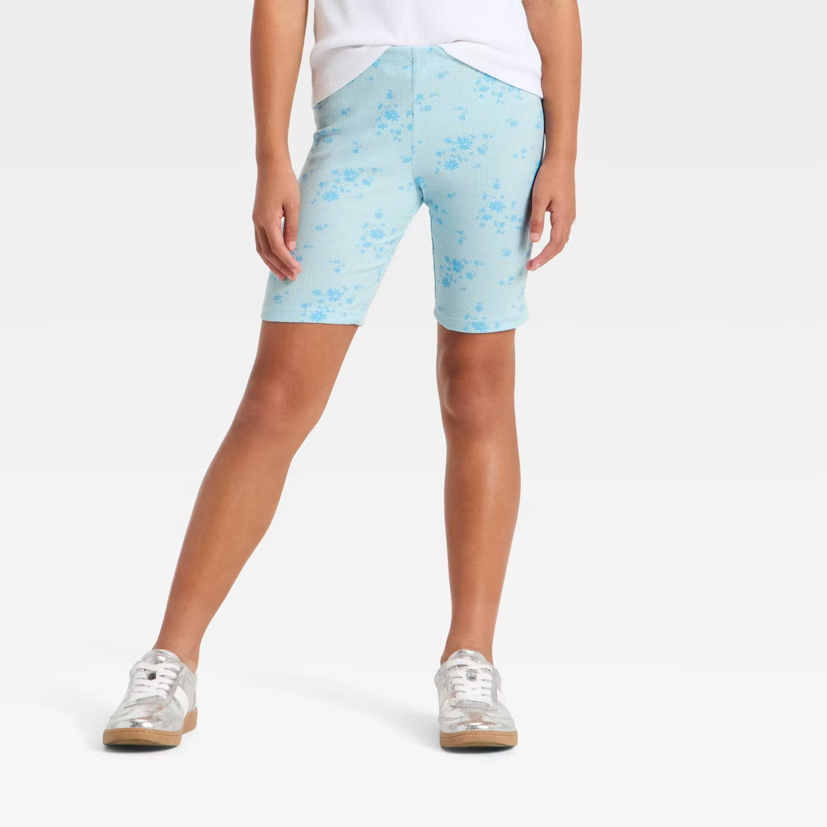 Girls' Ribbed Floral Bike Shorts - Cat & Jack™ Blue | Target