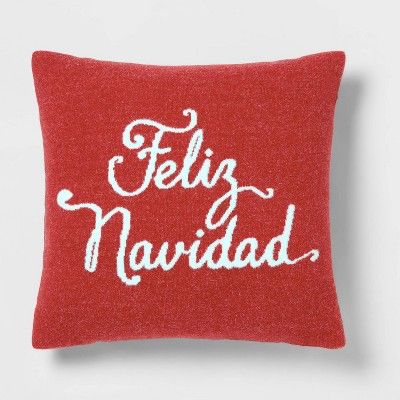 Knit Jacquard 'Feliz Navidad' Square Throw Pillow Red - Threshold™ | Target