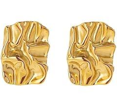 Chunky Gold Rectangle Stud Earrings for Women, Dainty Thick Stud Earrings, Minimalist Geometric E... | Amazon (US)