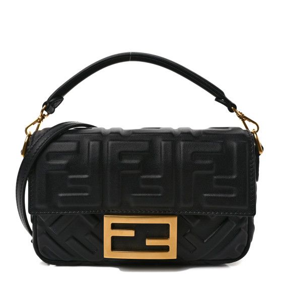 Nappa FF 1974 Embossed Mini Baguette Black | FASHIONPHILE (US)