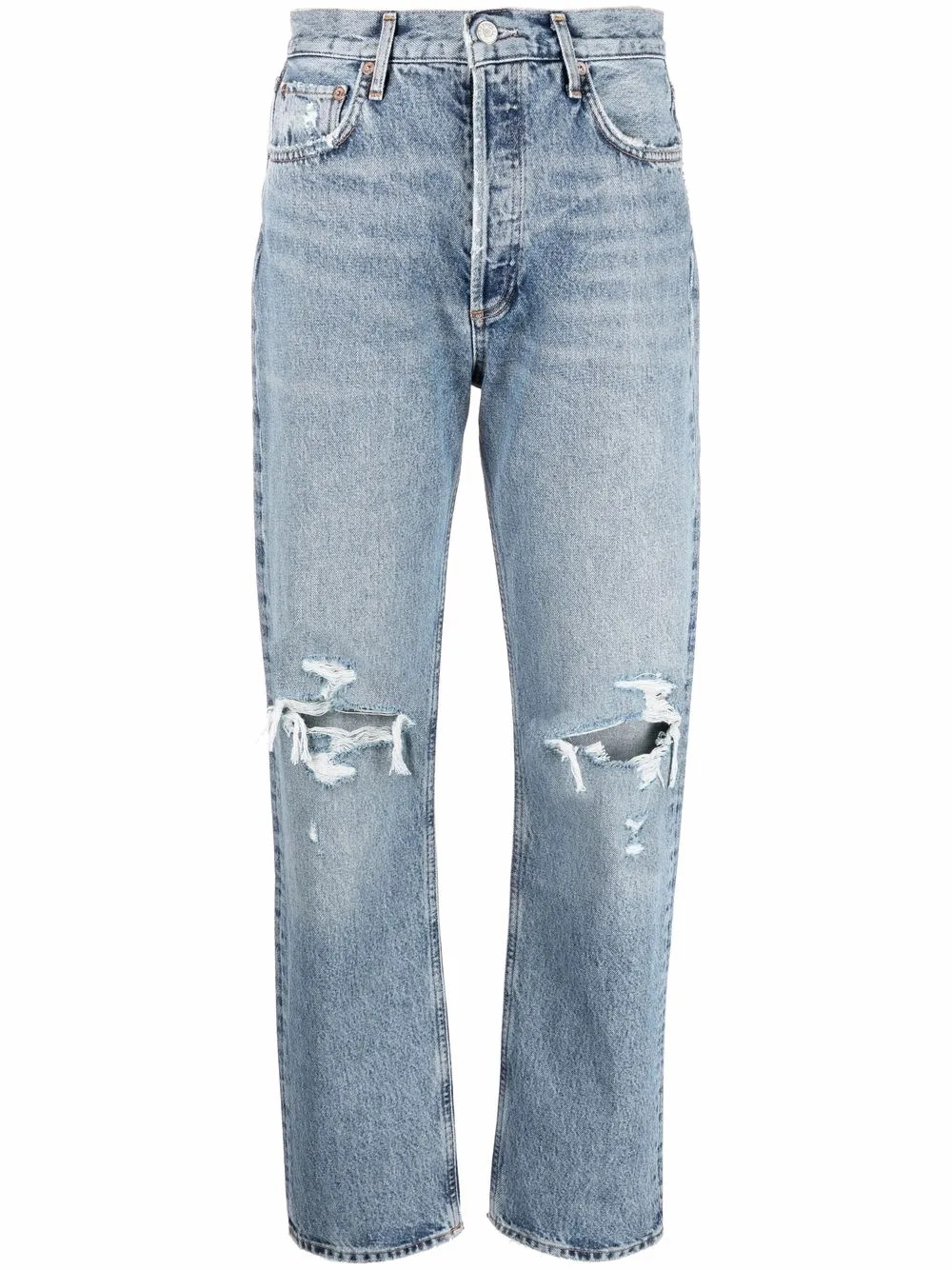 '90s Pinch Waist ripped-detail jeans | Farfetch Global