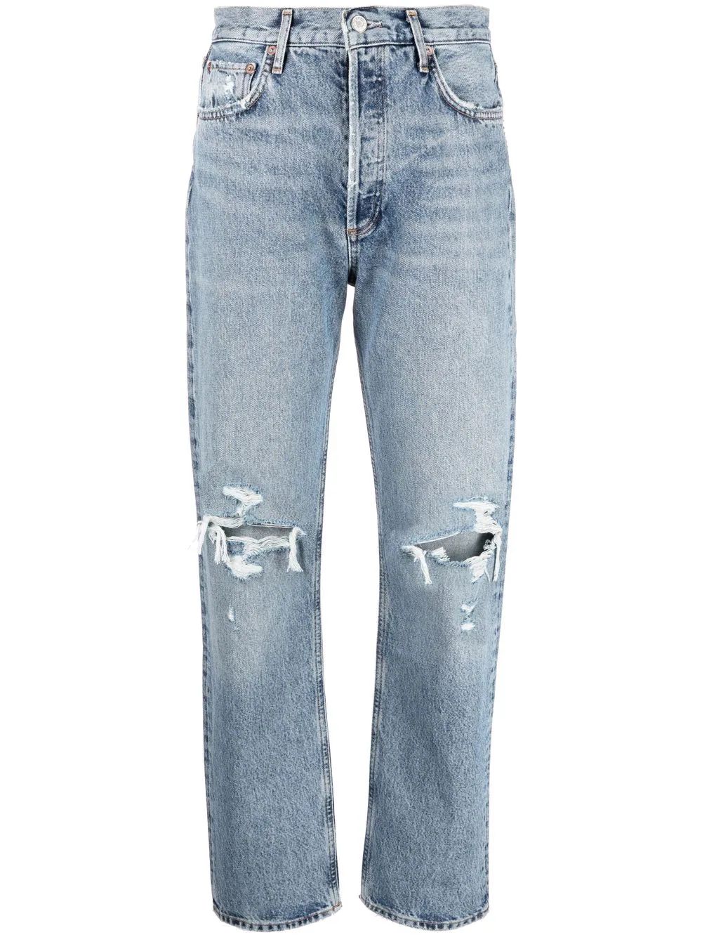 AGOLDE '90s Pinch Waist ripped-detail Jeans - Farfetch | Farfetch Global