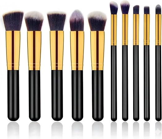 Kit Pincéis Kabuki Profissionais 10 Peças Cerdas Sintéticas Macias Maquiagem Completa Rosto Ol... | Amazon (BR)