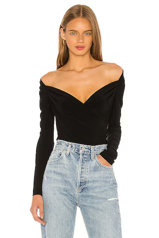 Norma Kamali Long Sleeve Sweetheart Blouse in Black from Revolve.com | Revolve Clothing (Global)