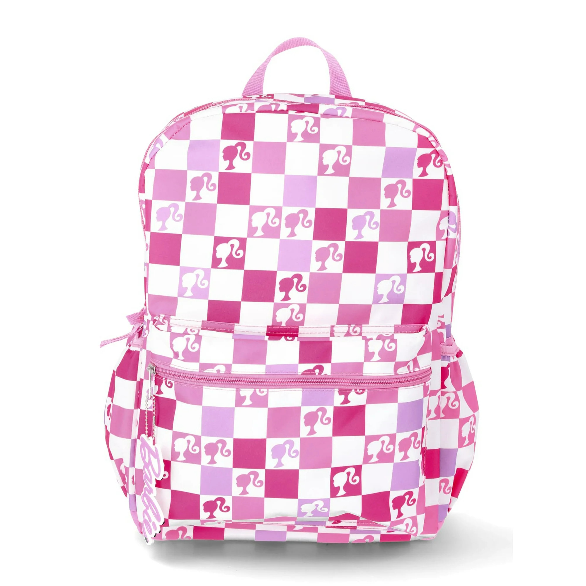 Mattel Barbie "Check It" Girls' 17" Backpack and Keychain, Pink Checkered | Walmart (US)