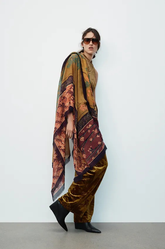 PRINTED WOOL-BLEND SCARF | Zara UK