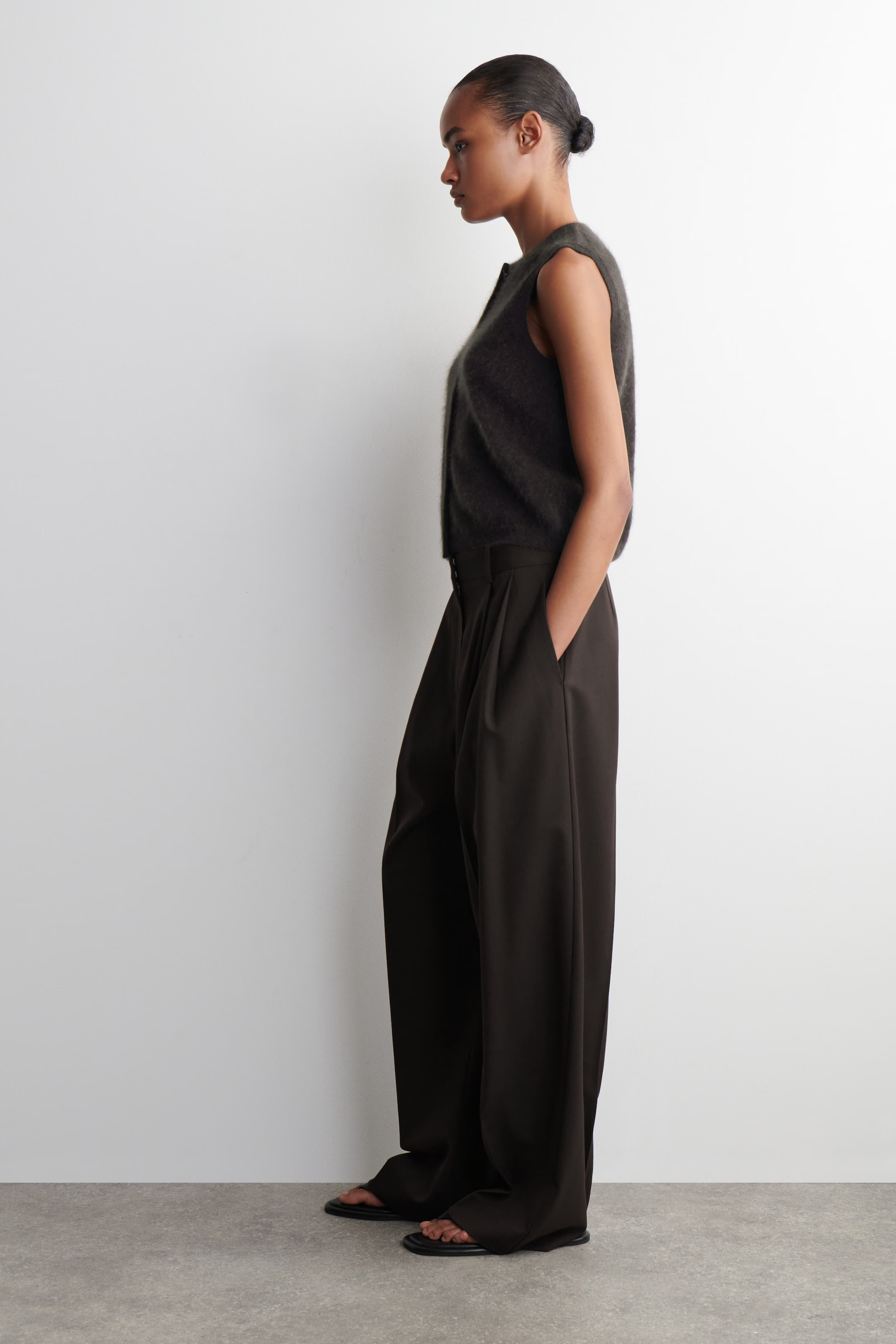 BRUSHED-CASHMERE WAISTCOAT - DARK BROWN | COS | COS UK