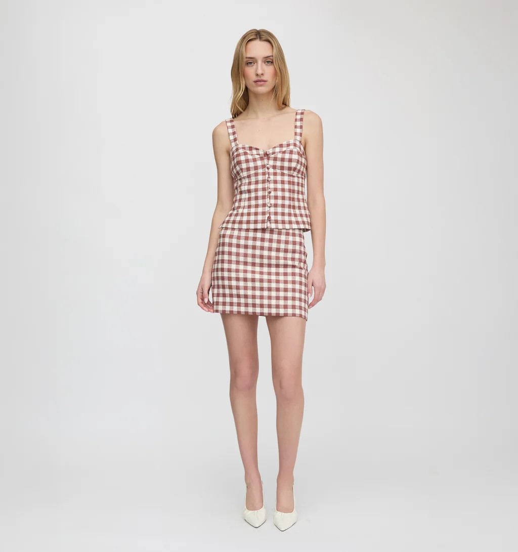 The Aiko Top - Cognac Gingham | Hill House Home US