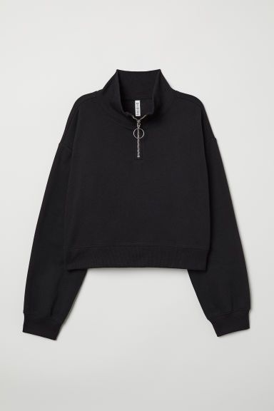 H & M - Stand-up Collar Sweatshirt - Black | H&M (US)