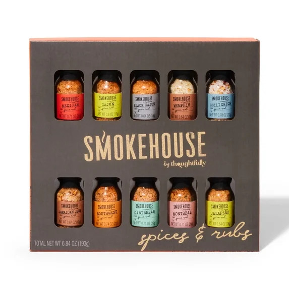 Smokehouse by Thoughtfully Gourmet Grilling Spices and Rubs in Mini Glass Bottles, Set of 10 | Walmart (US)