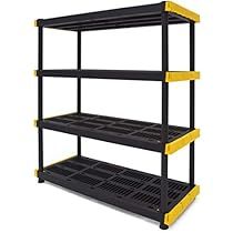 Original Black & Yellow 4-Tier Storage Shelving Unit, Indoor/Outdoor | Amazon (US)