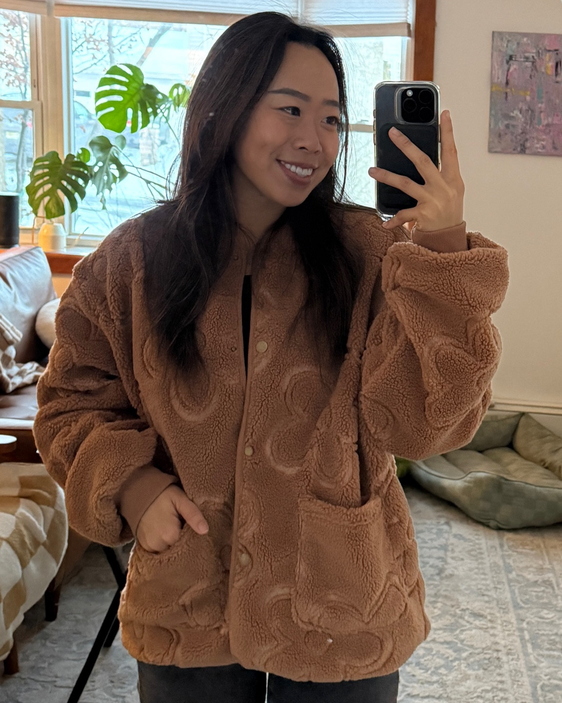 Dressed as a teddy bear on cold days 