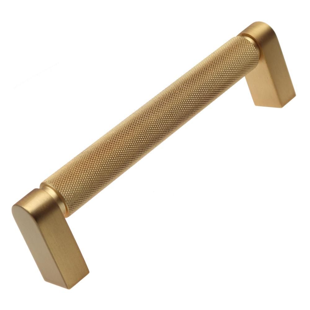 5 in. Screw Spacing Satin Gold Solid Knurled Cabinet Drawer Bar Pulls (10-Pack) | The Home Depot