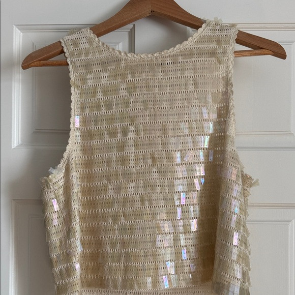 JCrew Cream Sequin Sleeveless Top | Poshmark