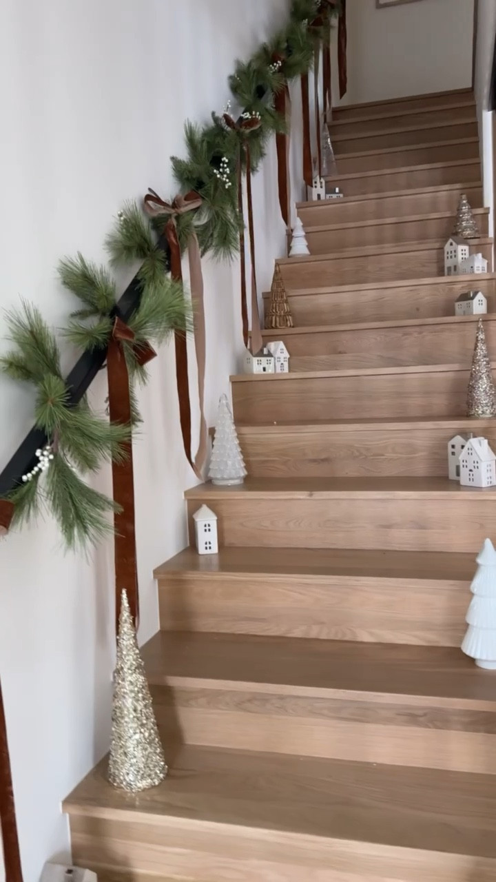 Home holiday decor Christmas home decor stair decorating inspo brown velvet bows  

#LTKHome #LTKStyleTip #LTKHoliday