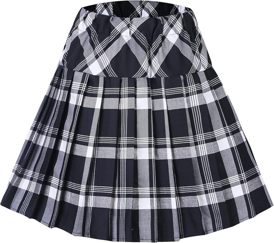 Urban CoCo Women's Elastic Waist Plaid Pleated Skirt Tartan Skater School Uniform Mini Skirts | Amazon (CA)