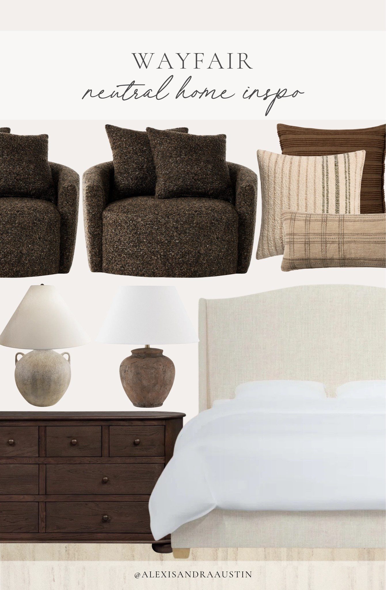 Sharing all of my favorite @wayfair home in details for a cozy, elevated look! From my furniture, staples like my Allis bed that comes in a variety of fabric finishes, to some of my favorite collected style throw pillows. Find the perfect home details to create a timeless space for any season.

#ad ￼#Wayfair #Wayfairpartner

Home finds, neutral home inspo, collected style, spring refresh, neutral wood tones, furniture favorites, cozy throw pillow, moody accent chair, table lamp, upholstered wingback bed, dresser details, neutral area rug, Wayfair, collected style, shop the look!

#LTKSeasonal #LTKHome