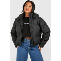 Womens Hooded Puffer Jacket - Black - 8 | boohoo (US & Canada)