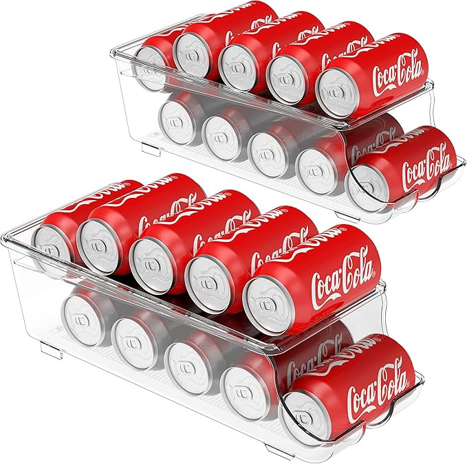 Simple Houseware 2-Pack Auto-Rolling Beverage Can Organizer for Fridge, Clear Front-Loading Soda ... | Amazon (US)