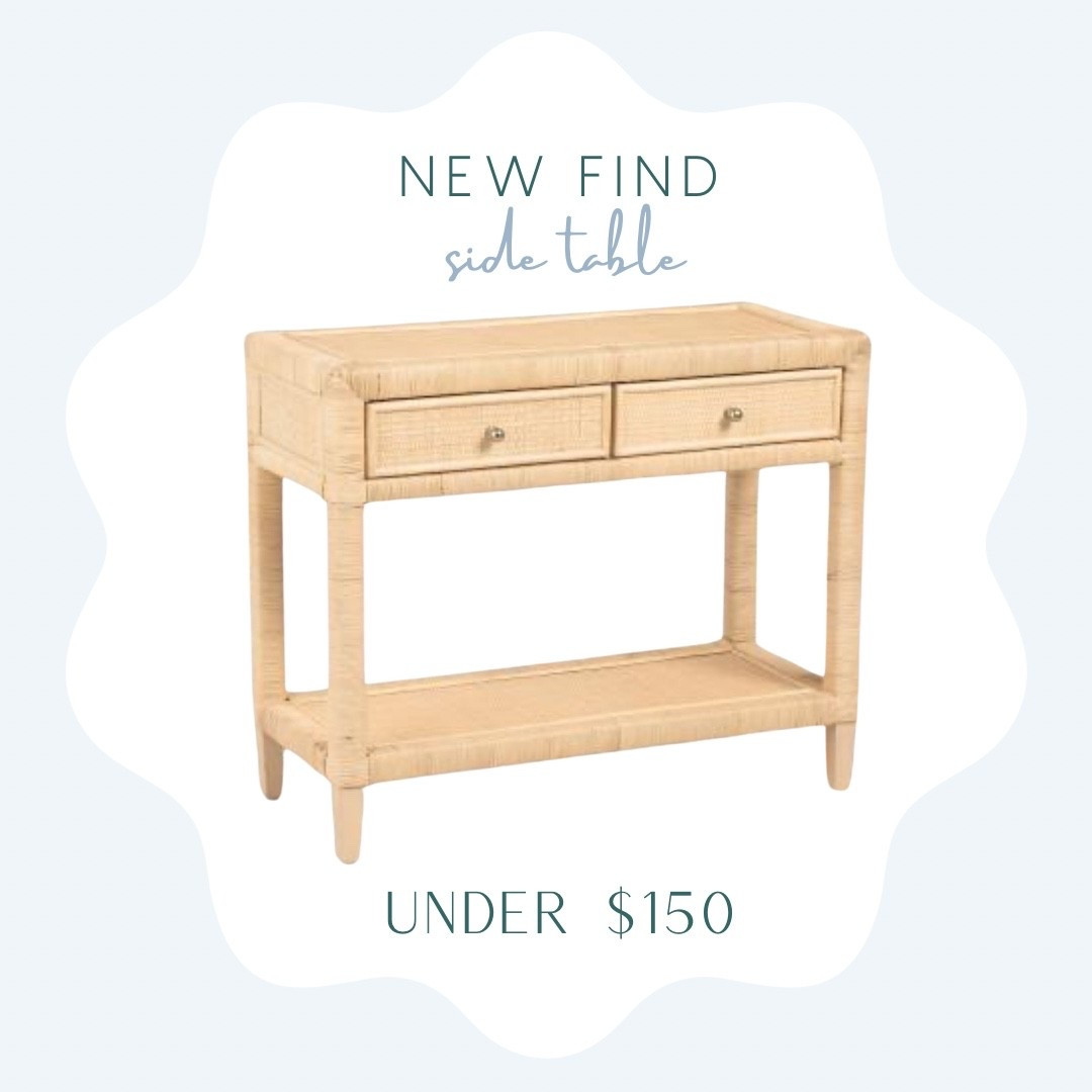 Classic coastal style side table or nightstand! Rattan woven table under $150! 