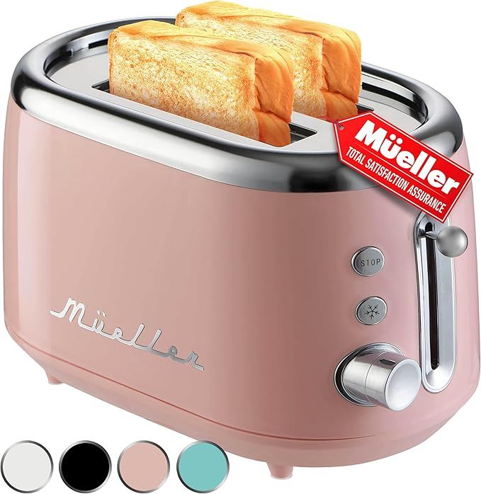 Mueller Retro Toaster 2 Slice with 7 Browning Levels and 3 Functions: Reheat, Defrost & Cancel, S... | Amazon (US)