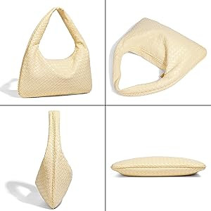 Rejolly Woven Hobo Bag for Women Leather Shoulder Tote Handbag Trendy Purse | Amazon (US)