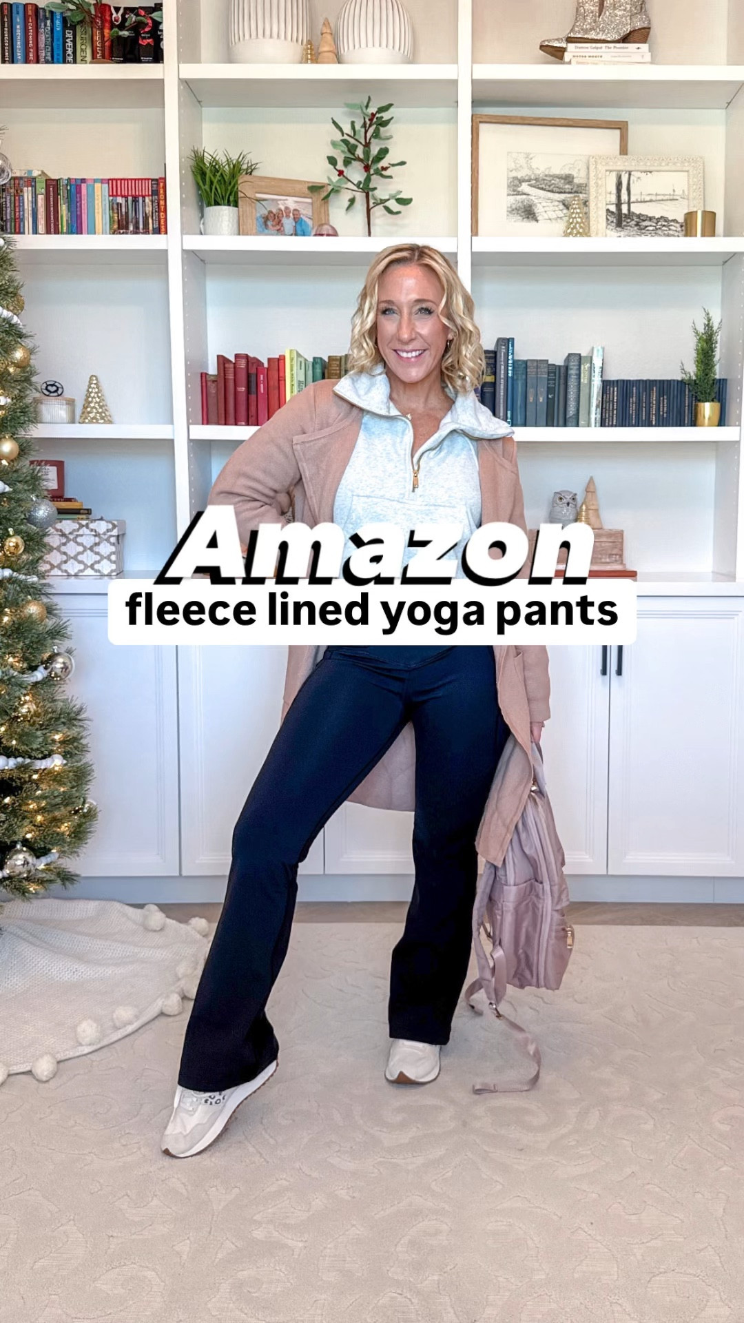 Fleece lined yoga pants:
• size small. 
* comes in 3 lengths and 6 colors. Has a cross-over waistband, soft fleece lining, 2 side pockets, and is water resistant  


#LTKWatchNow #LTKSeasonal #LTKActive