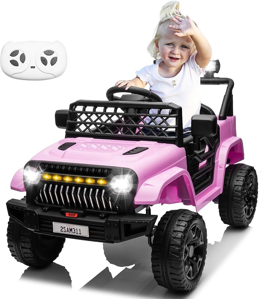 Ride on Truck Car 12V Power 4 Wheels w/Remote Control, 3 Speeds, Bluetooth Music, Led Lights, Spr... | Amazon (US)