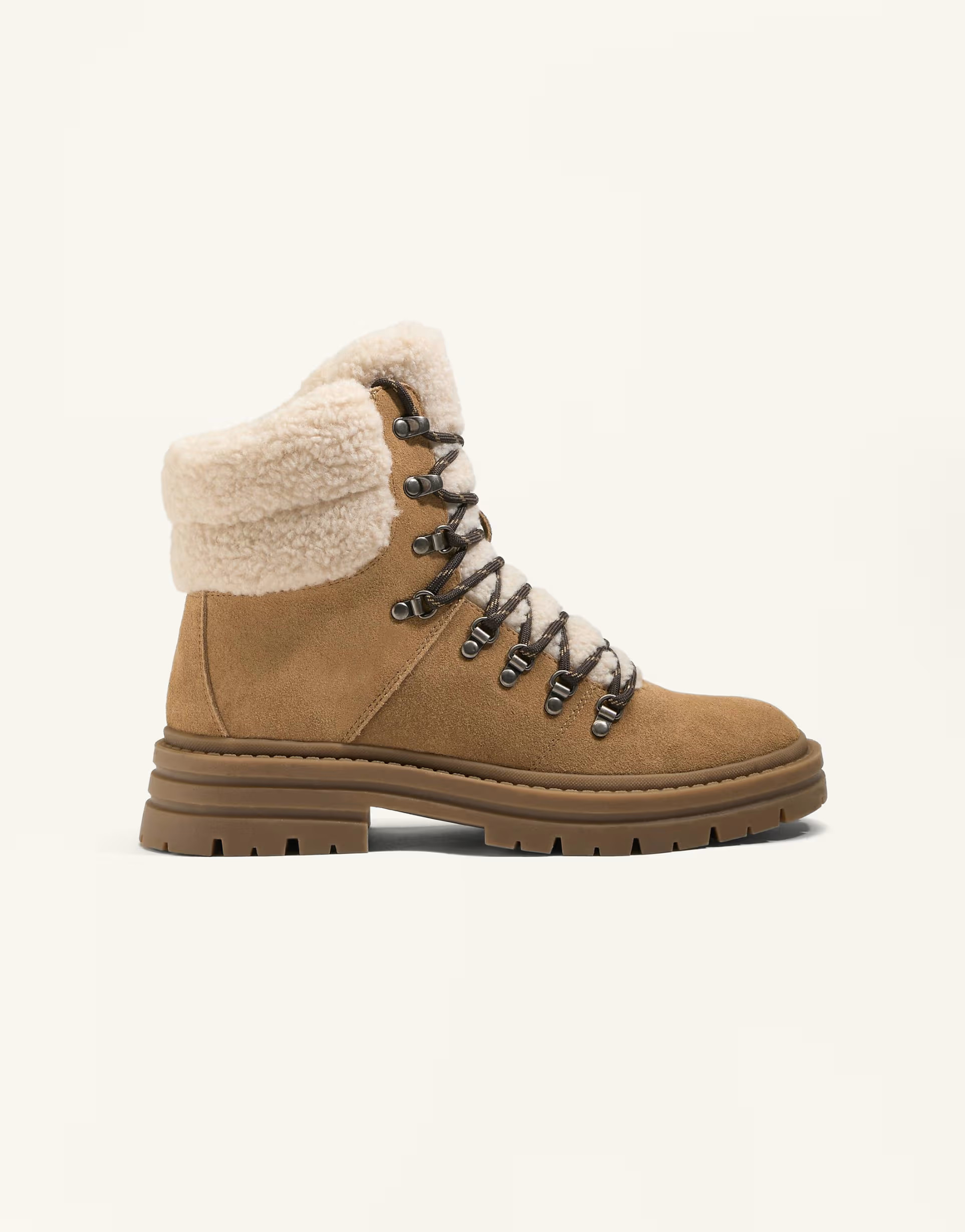 OYSHO Split-leather lace-up ankle boots in toasted brown | ASOS (Global)