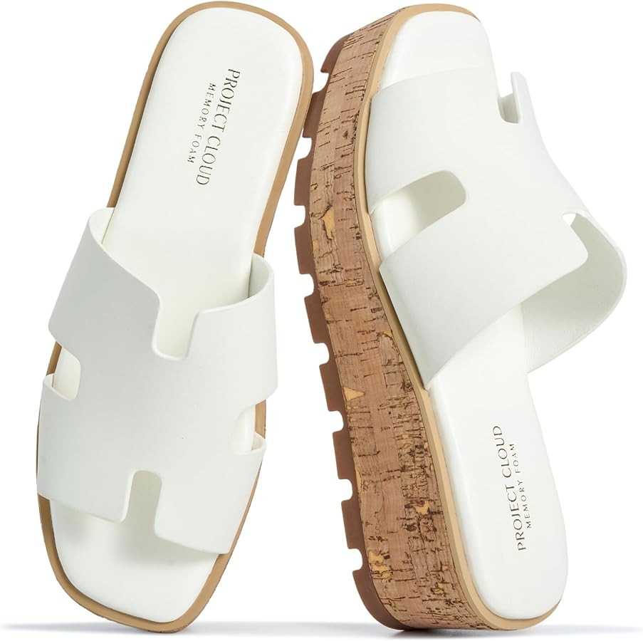 Project Cloud 100% Genuine Leather Wedge Platform Sandals Women Footwear - Memory Foam Insole and... | Amazon (US)