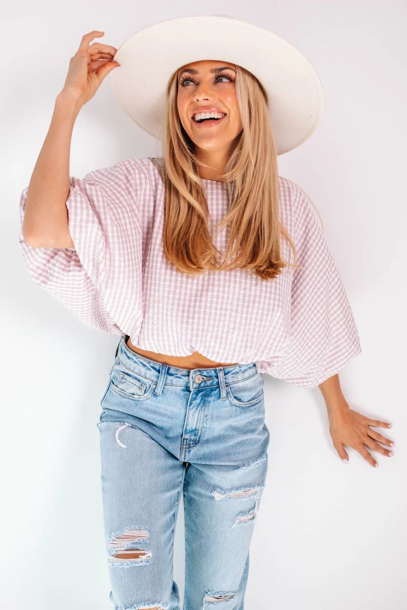 Gingham Goals Bubble Top - Dusty Rose | The Impeccable Pig