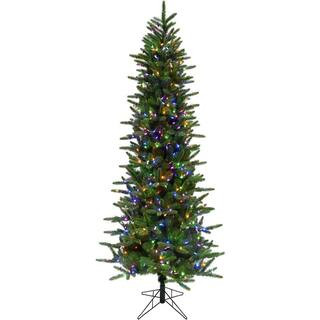 7.5-ft. Pre-Lit Carmel Pine Slim Green Artificial Christmas Tree, Multi-Color LED Lights | The Home Depot