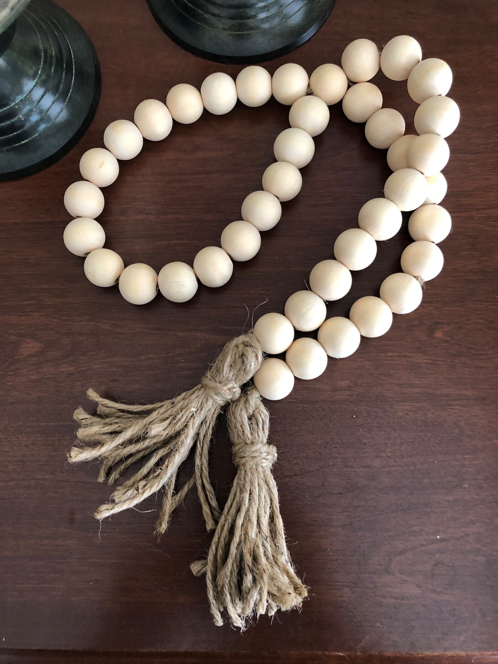 Handmade Wood Bead Garland With Tassels - Etsy | Etsy (US)