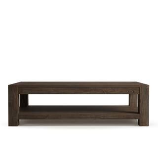 Urban Woodcraft Villa 60 in. Salvaged Espresso Large Rectangle Wood Coffee Table with Shelf 500H.... | The Home Depot