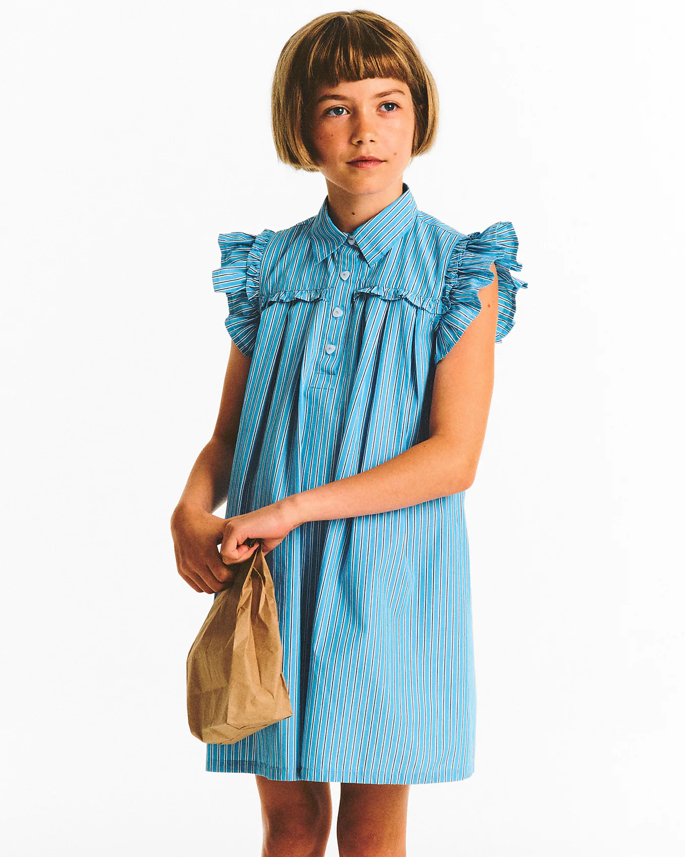 Girls' flutter-sleeve shirt-dress in stripe | J. Crew US