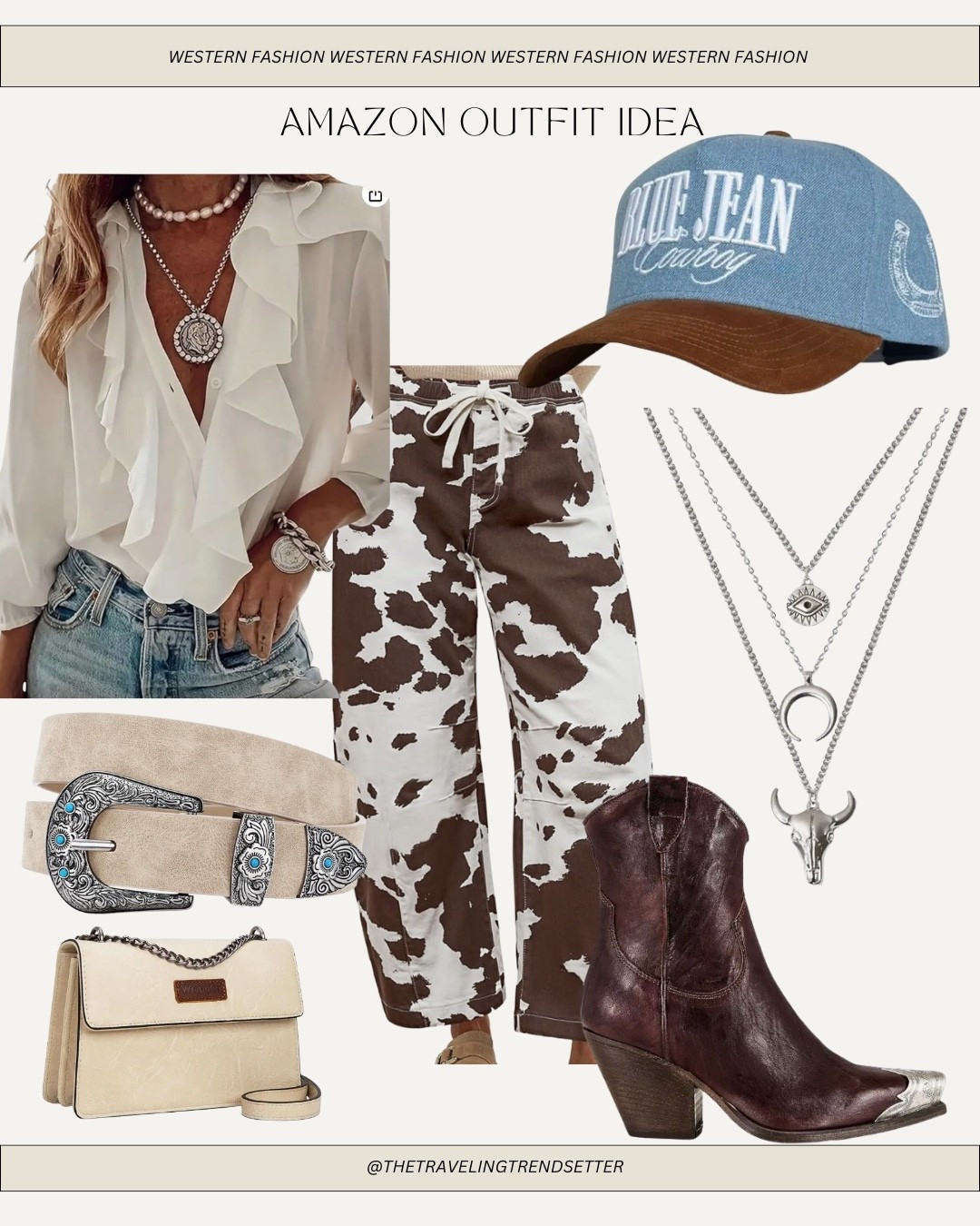Amazon Western fashion idea, country concert or rodeo cow print pants, cowgirl, boots, trucker hat, spring outfit, ideas budget friendly

#LTKdayinmylife #LTKootd #LTKgrwm