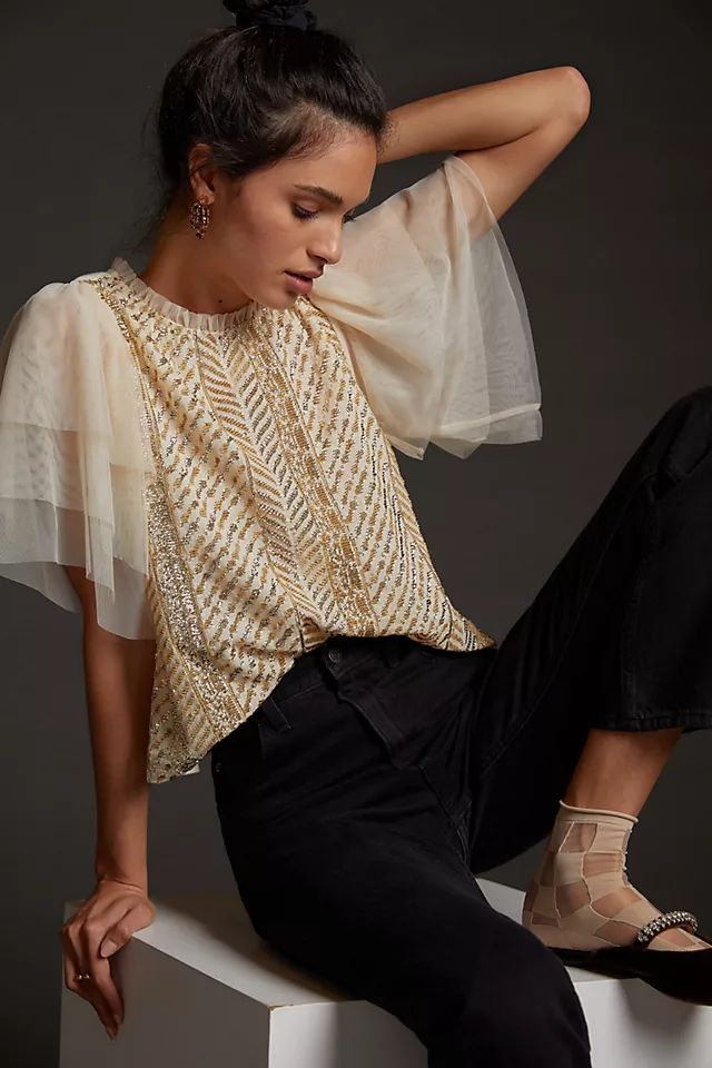 Let Me Be Sequined Embroidered Top | Anthropologie (US)