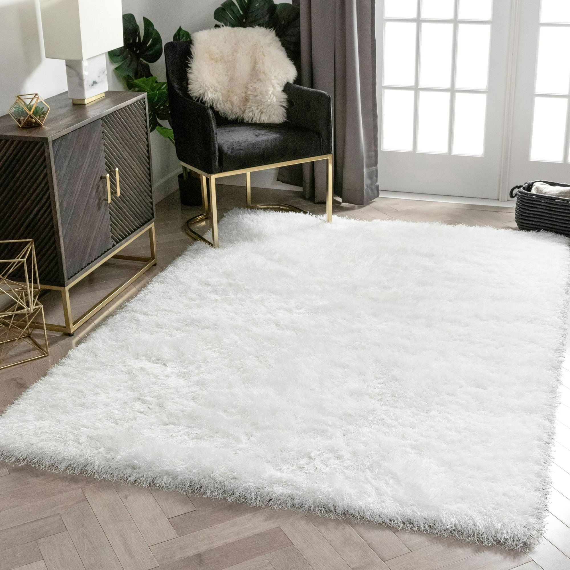 Well Woven Kuki Chie Glam Solid Textured Ultra-Soft White 2'3" x 7'3" Runner Two-Tone Shag Area R... | Walmart (US)