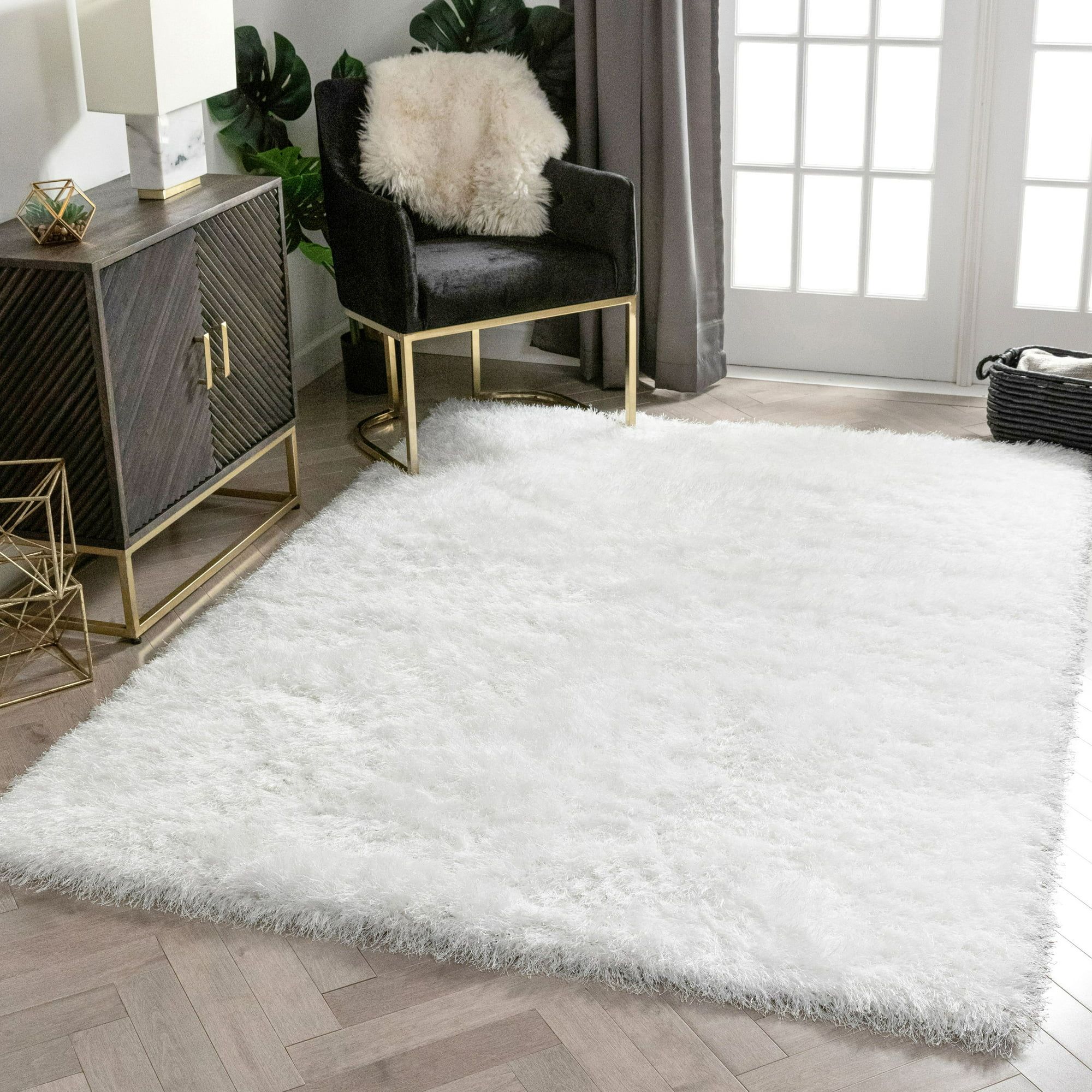 Well Woven Kuki Chie Glam Solid Textured Ultra-Soft White 2'3" x 7'3" Runner Two-Tone Shag Area R... | Walmart (US)