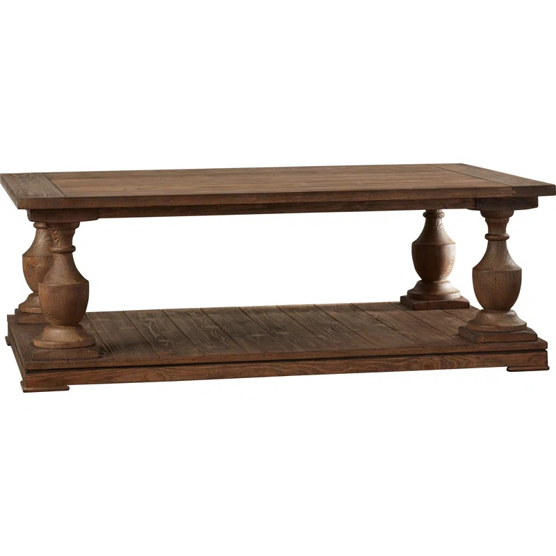 Smoked Barn Orval Solid Wood Floor Shelf Coffee Table with Storage | Wayfair North America
