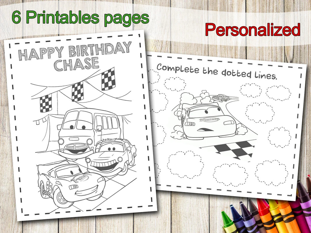 Cars Coloring Pages, Cars Birthday, Cars Party, Cars, Disney Cars, Cars 3 Party Favor, Cars Party... | Etsy (US)