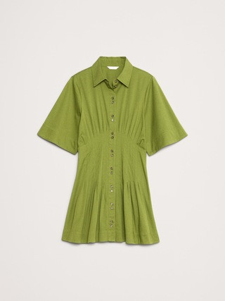 Stretch-Cotton Poplin Pintuck Shirt Dress | Banana Republic (US)