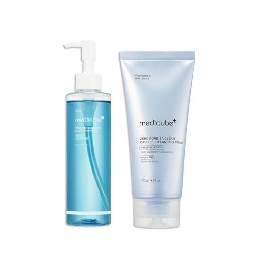 medicube Double Cleansing Duo for Facial Cleansing: Zero Pore Blackhead Cleansing Oil and Zero Pore Clear Blue Capsule Facial Cleanser | Remove Makeup, Blackheads, and Buildups | Amazon (US)
