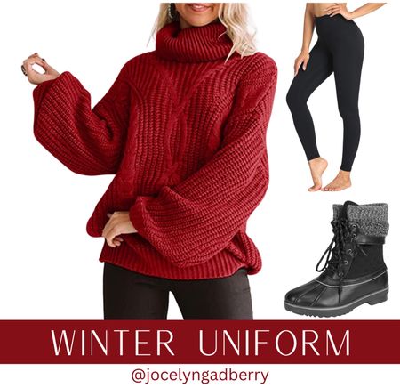 My winter uniform for comfort! An oversized sweater, leggings, and boots on sale!

#LTKCyberWeek #LTKfindsunder50 #LTKshoecrush