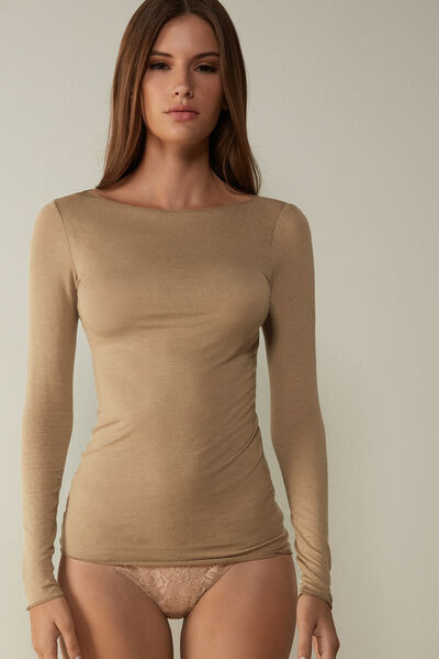 Intimissimi Boat Neck Modal Cashmere Ultralight Top Woman Brown Size S | Intimissimi (US)