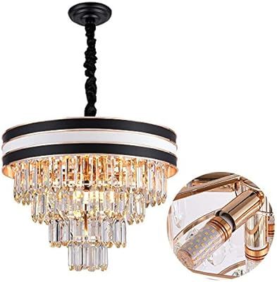 AXILIXI Crystal Chandeliers Lighting, 9 Lights, Modern 4-Tier K9 Crystal Pendant Lamp, Adjustable... | Amazon (US)
