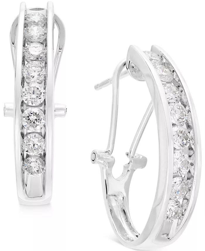 Diamond J Hoop Earrings (1 ct. t.w.) in 10k Gold or White Gold | Macys (US)
