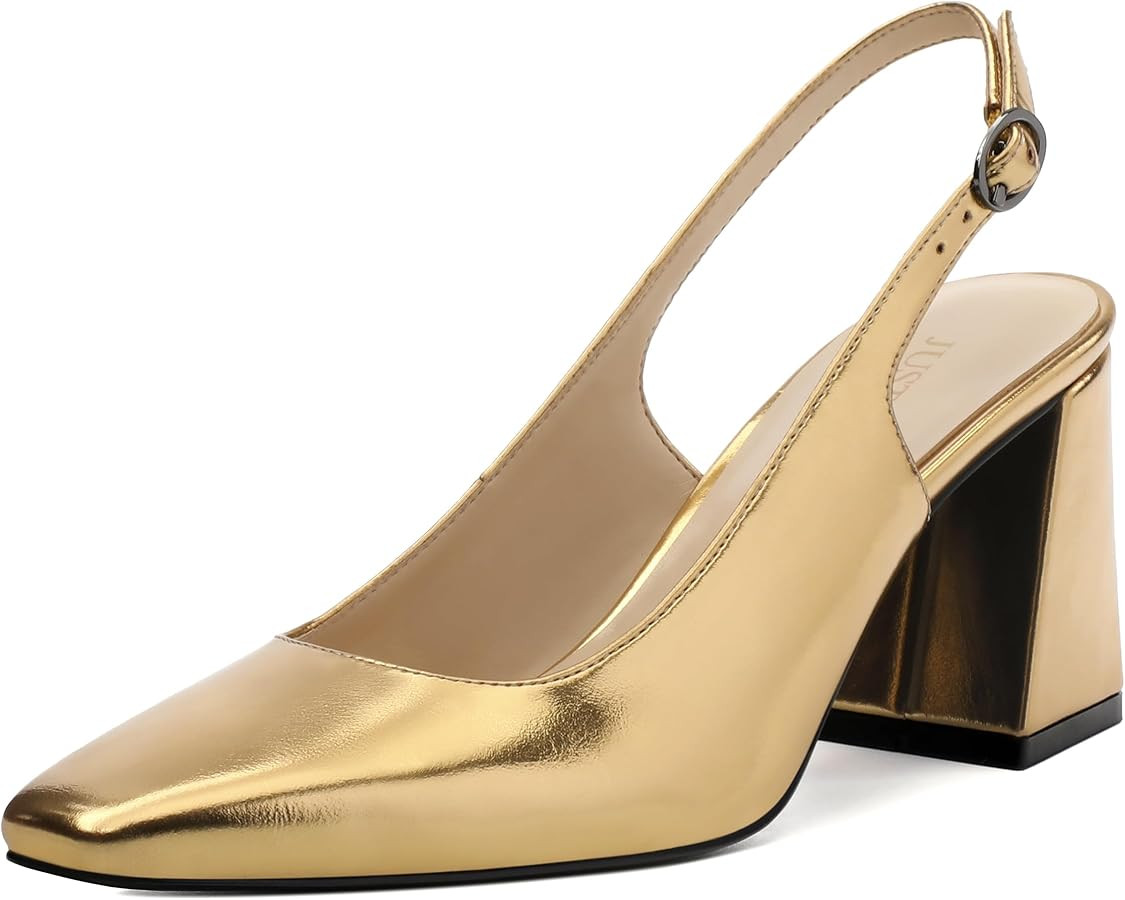 Slingback Heels for Women, Closed Toe Kitten Heels with Adjustable Ankle Strap, Slip On Pumps for... | Amazon (US)