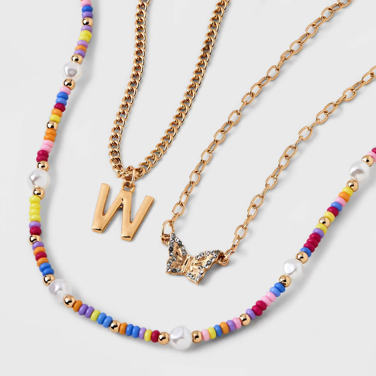 Girls' 3pk Initial 'W' Beaded Necklace Set - art class™ | Target